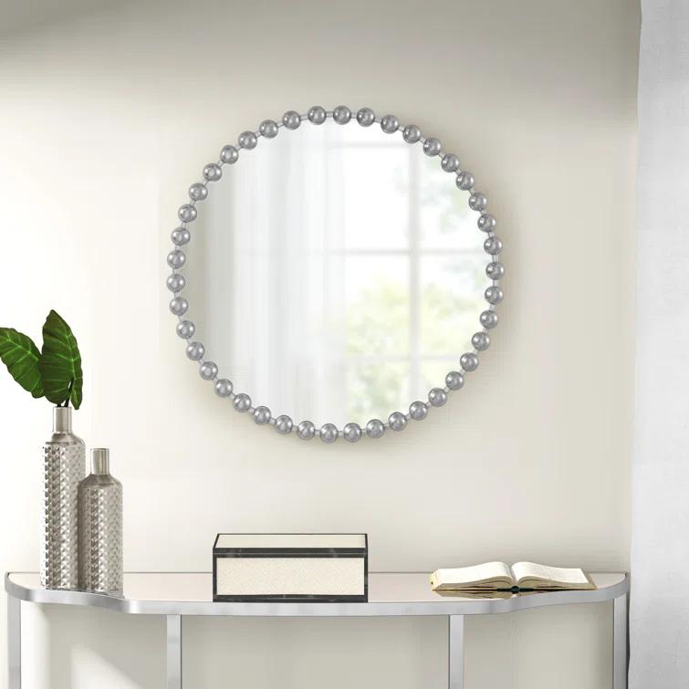 Marlowe Beaded Round Metal Wall Mirror