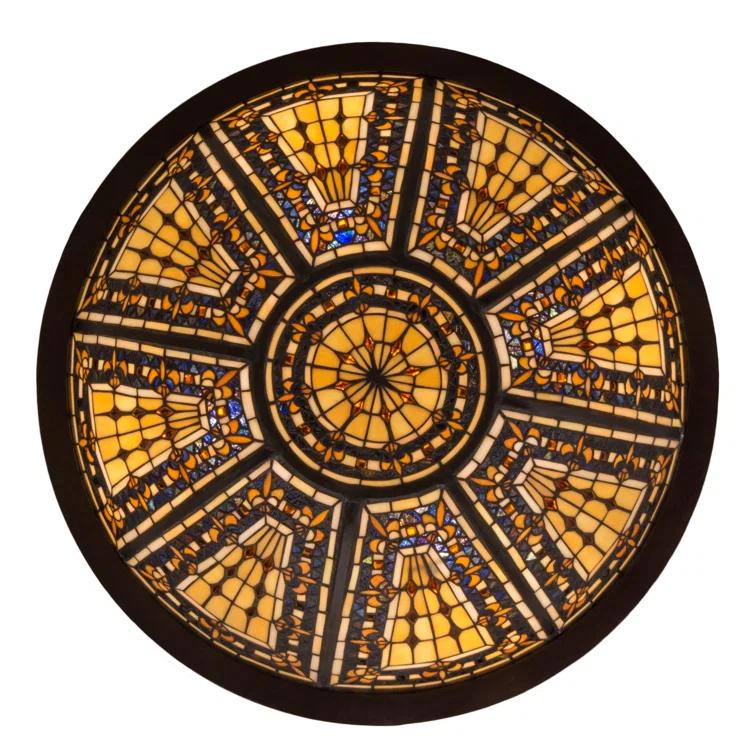 Mahogany Bronze 26" Tiffany Glass Flush Mount Light