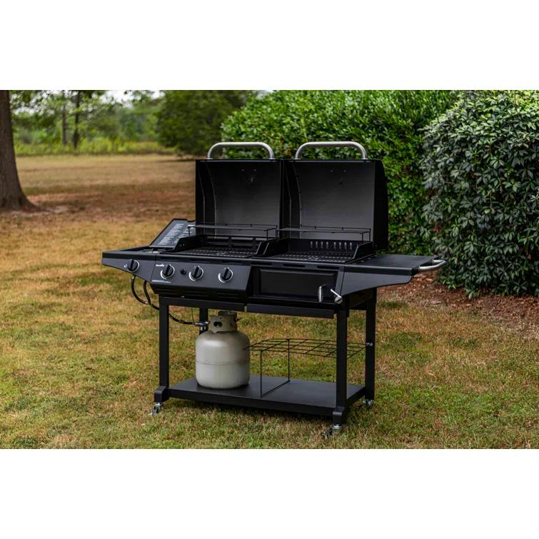 Charbroil 3-Burner Combo Gas & Charcoal Grill with Side Burner