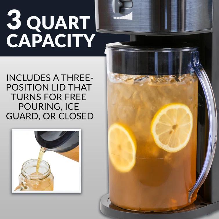 HomeCraft HCIT3BS 3-Quart Black Stainless Steel Café' Ice Iced Coffee and Tea Brewing System
