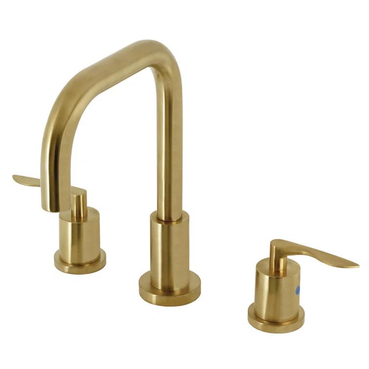 Kingston Brass Serena Two-Handle 3-Hole Deck Mount Widespread Bathroom Faucet with Brass Pop-Up Drain