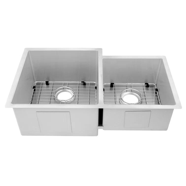 ZLINE 32" Jackson Undermount Double Bowl Fingerprint Resistant Stainless Steel Kitchen Sink with Bottom Grid