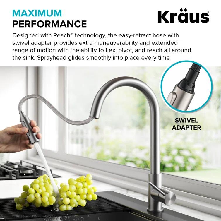 KRAUS Oletto Single Handle Pull Down Kitchen Faucet