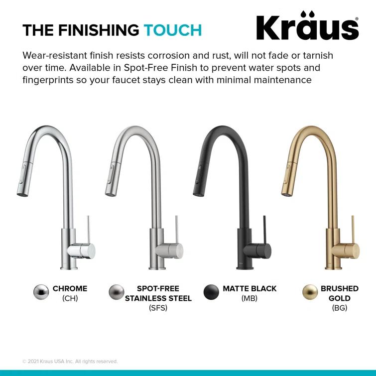 KRAUS Oletto Single Handle Pull Down Kitchen Faucet