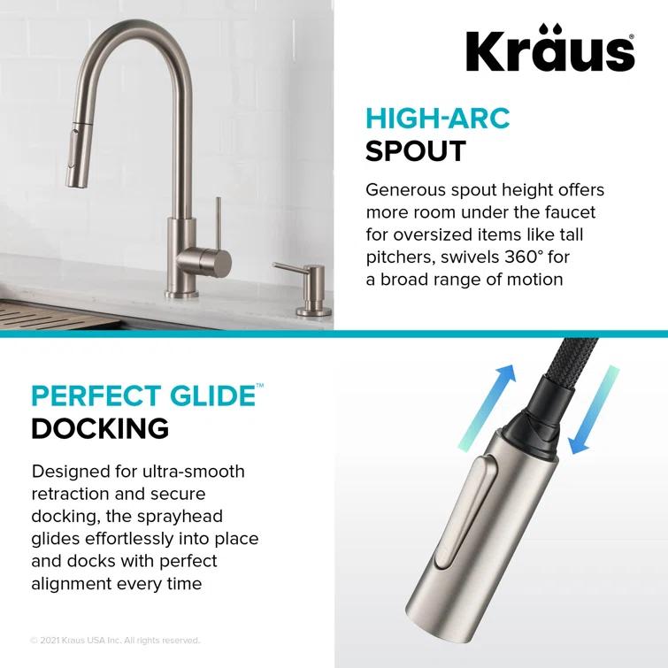 KRAUS Oletto Single Handle Pull Down Kitchen Faucet