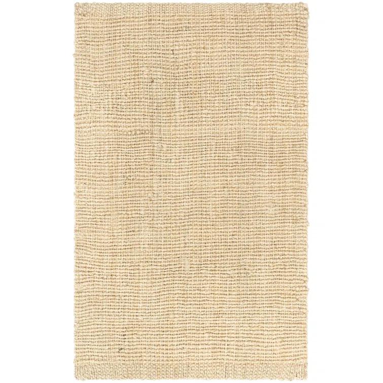 Lani Well Woven Boucle Hand-Woven Jute Rug Farmhouse Solid Pattern Off-White Chunky-Textured Rug