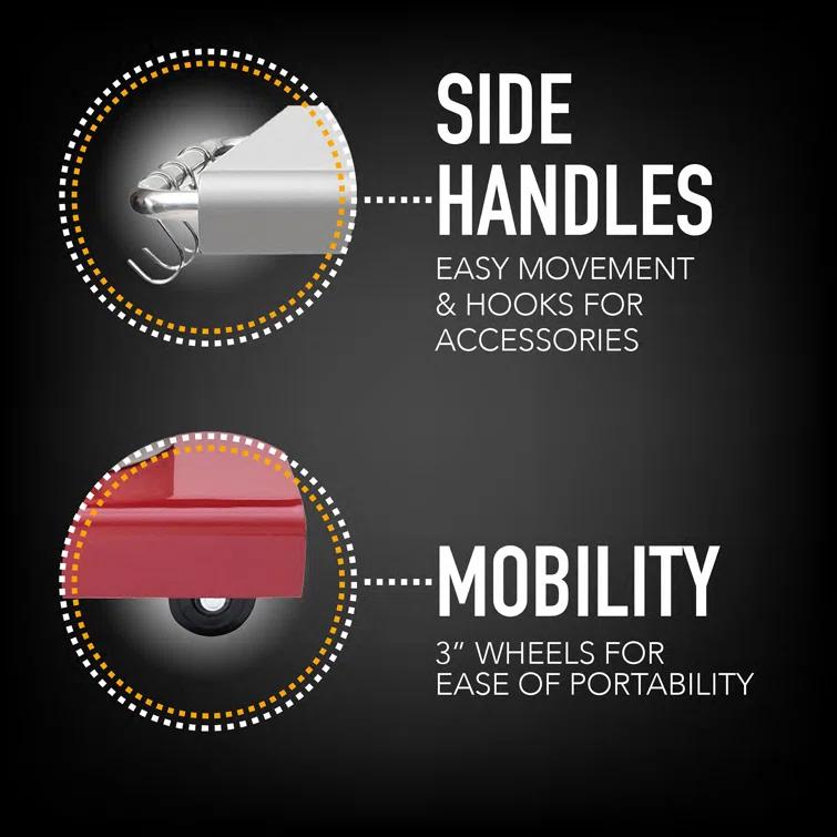 Kenmore 3-Burner Propane Gas Grill with Foldable Side Tables for Outdoor BBQ