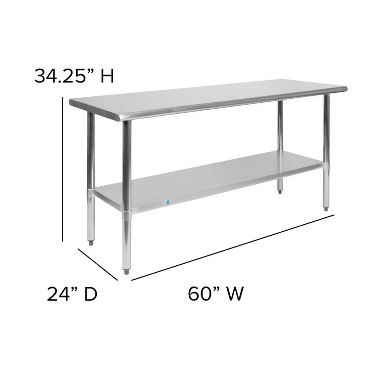 Flash Furniture Woodford NSF Certified Stainless Steel Prep and Work Table with Undershelf