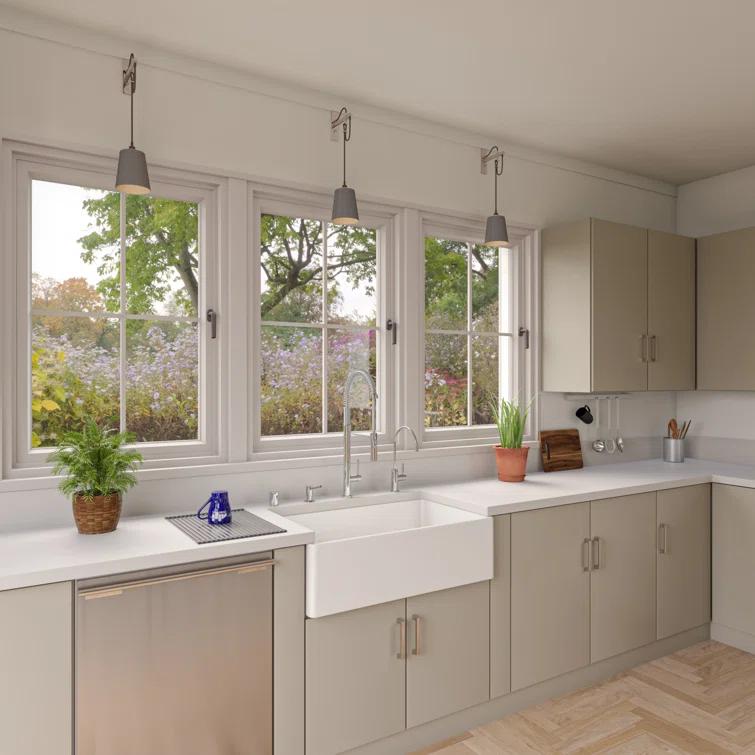 Alfi Brand 34.8'' L Farmhouse / Apron Single Bowl Fireclay Kitchen Sink AB533-W