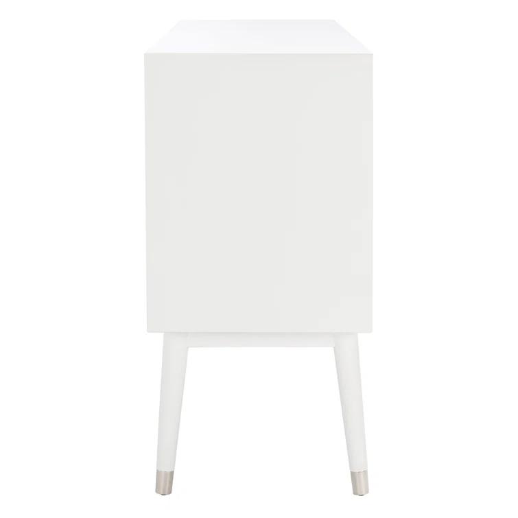 Mid-Century Double Dresser with Felt-Lined Drawer, White/Silver