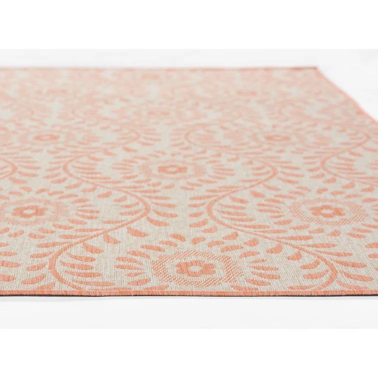 Kasey Floral Coral/Beige Indoor / Outdoor Area Rug