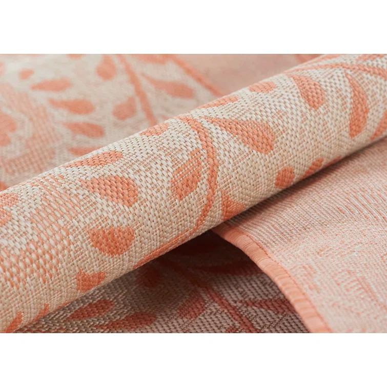 Kasey Floral Coral/Beige Indoor / Outdoor Area Rug