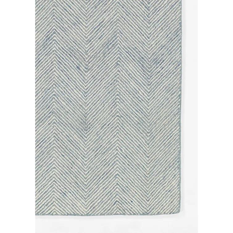 Momeni Charles Hand Tufted Wool Zig Zag Blue Area Rug 9' X 12'