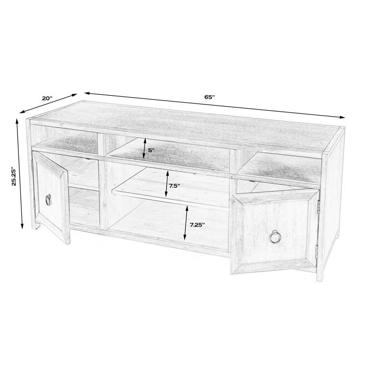 Lark Transitional White Freestanding TV Stand with Cabinet