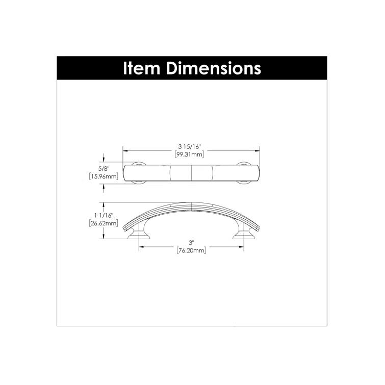 American Diner Kitchen Cabinet Handles, Solid Core Drawer Pulls for Cabinet Doors, 3"