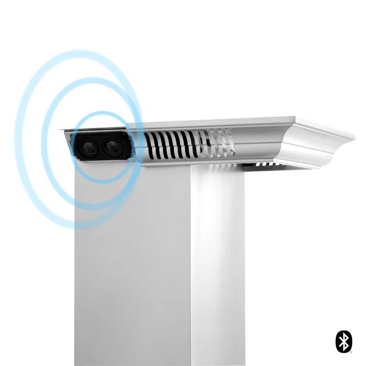 30 in. ZLINE CrownSoundDucted Vent Wall Mount Range Hood in Stainless Steel W/ Bluetooth Speakers (KF2CRN-BT-30)