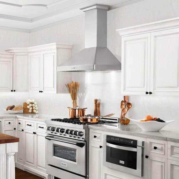 30 in. ZLINE CrownSoundDucted Vent Wall Mount Range Hood in Stainless Steel W/ Bluetooth Speakers (KF2CRN-BT-30)
