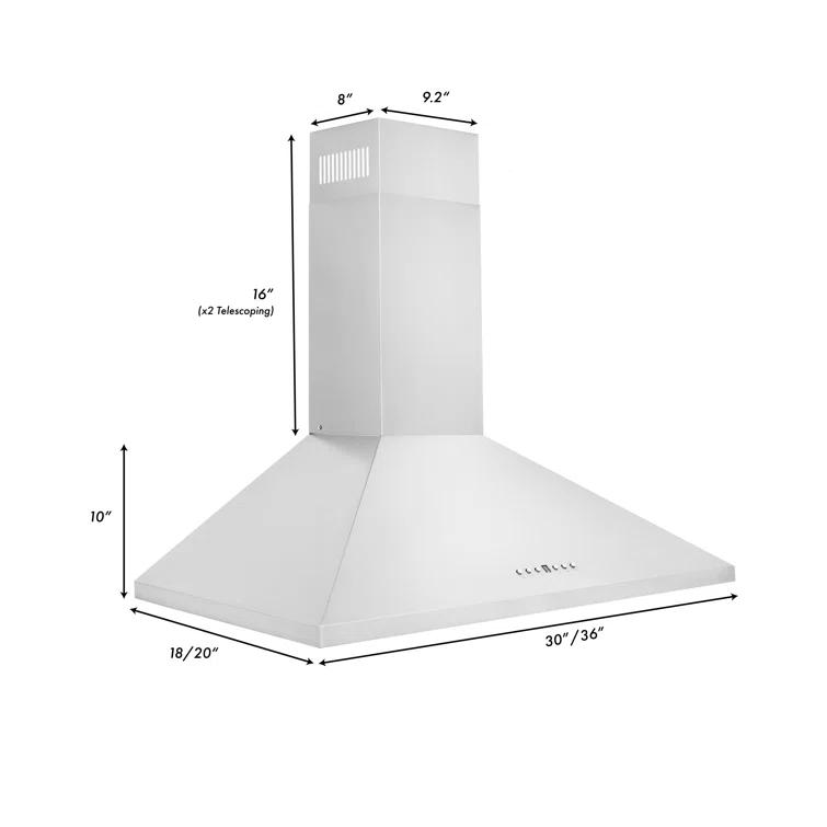 ZLINE 30 in. Convertible Vent Convertible Vent Wall Mount Range Hood in Stainless Steel (KL2-30)