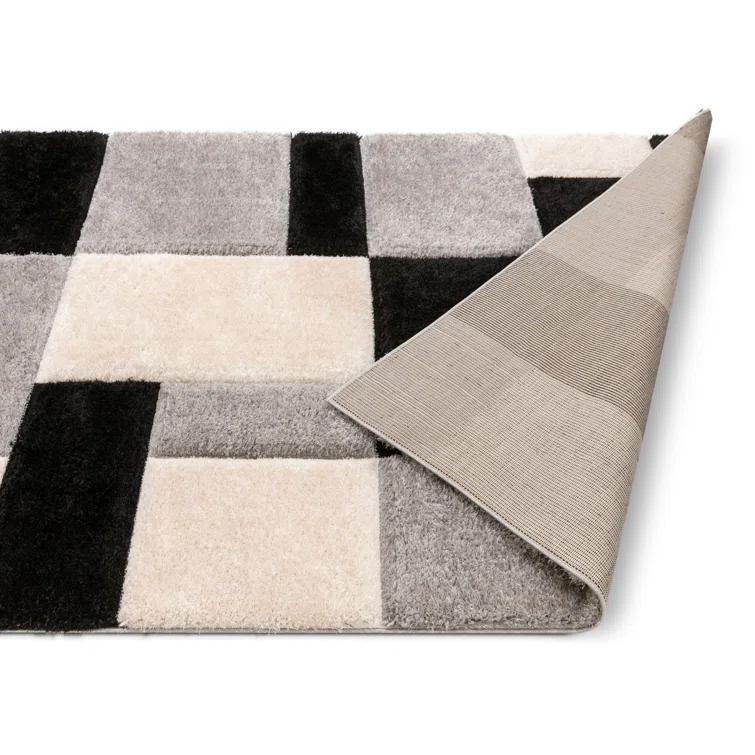 Cobina Geometric Shag Black/Gray Area Rug