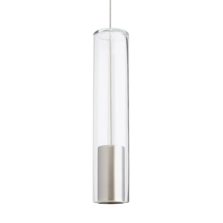 Captra Satin Nickel Mini LED Pendant Light with Clear Glass Shade