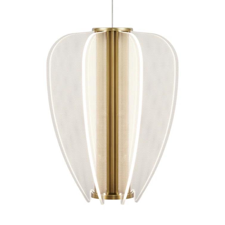 Mini Nyra LED Pendant in Plated Brass with Acrylic Petals