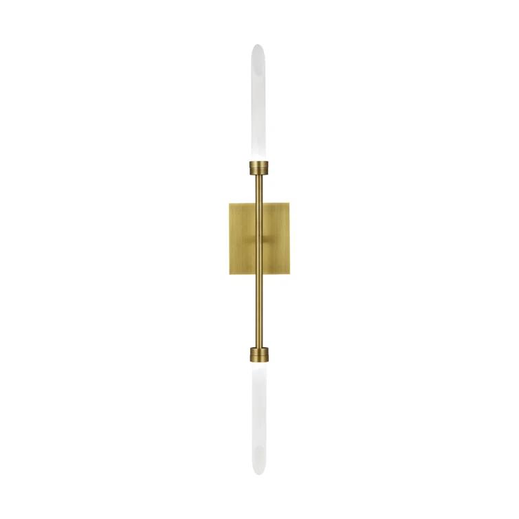Spur Aged Brass Dimmable 2-Light LED Wall Sconce with Glass Shades
