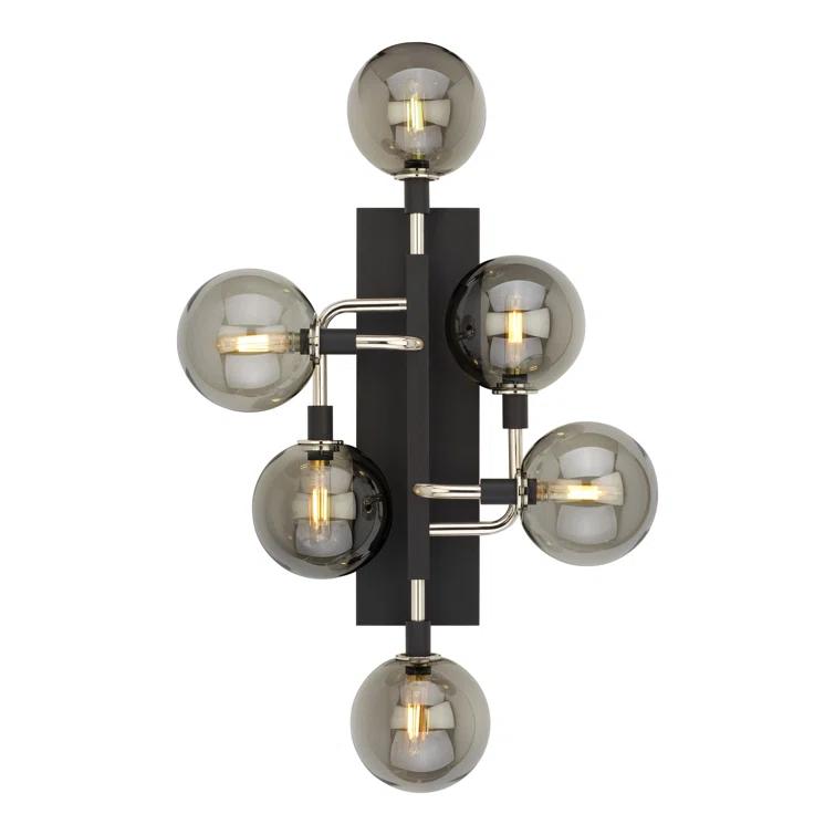 Celestial Nickel 6-Light LED Sconce with Smoke Glass Shades