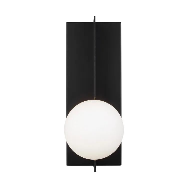 Mid-Century Modern Orbel Matte Black LED Glass Sconce