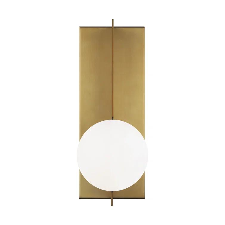 Orbel Mid-Century Modern Aged Brass and Black Glass Sconce