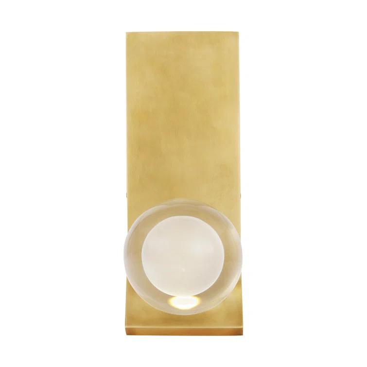 Elegant Dimmable Brass & Black LED Wall Sconce with Pure Optic Crystal