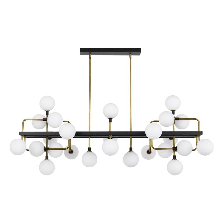 Brass and Opal Glass 25-Light Sputnik Chandelier