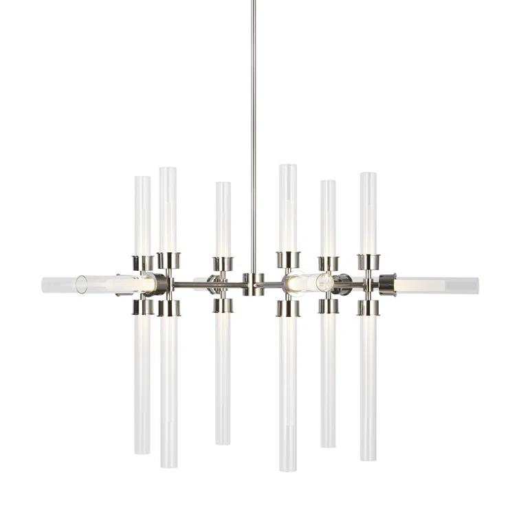 Polished Nickel 18-Light LED Chandelier with Glass and Acrylic Shades