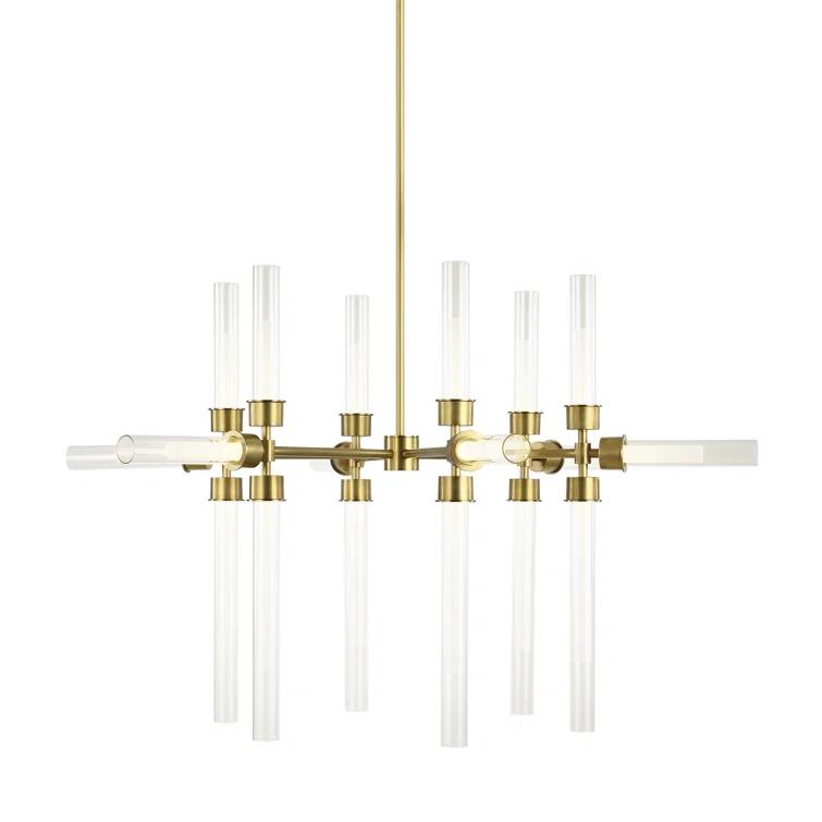 Luminous Brass 18-Light LED Chandelier with Acrylic Cylinders