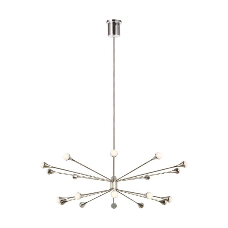 Lody Mid-Century Modern 20-Light Polished Nickel LED Chandelier