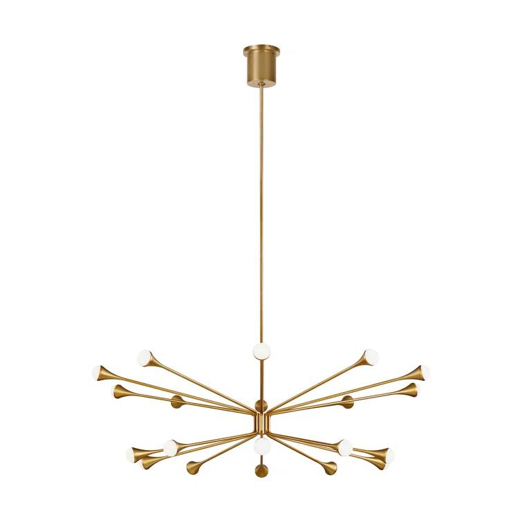 Aged Brass 20-Light LED Mid-Century Modern Chandelier