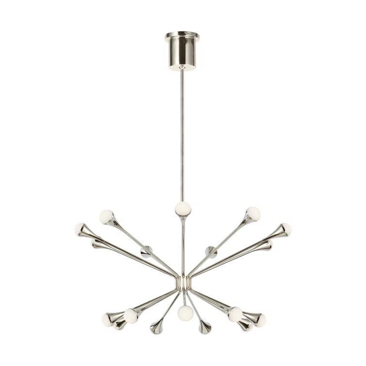 Polished Nickel 18-Light LED Chandelier with Orbed Diffusers