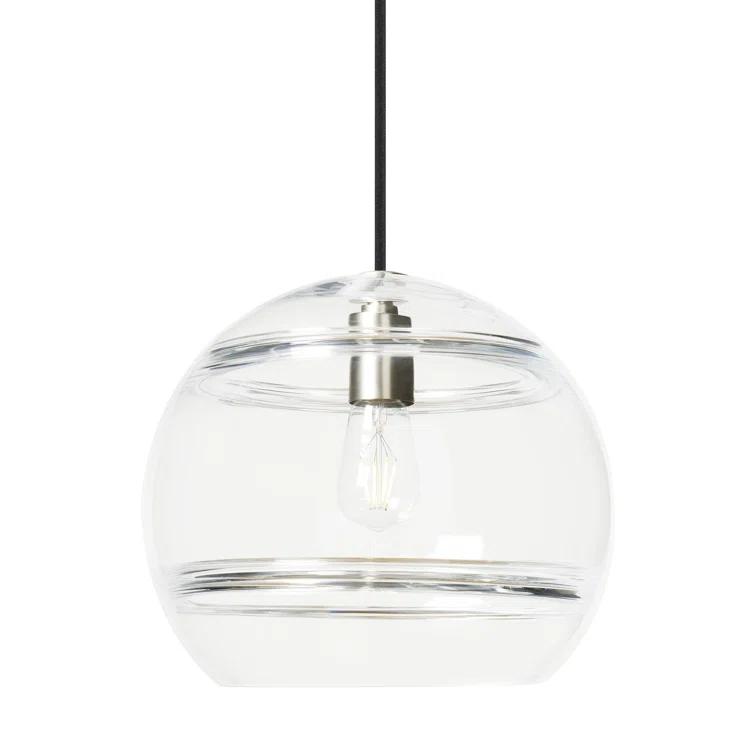 Sedona Contemporary Globe LED Pendant in Satin Nickel with Clear Glass