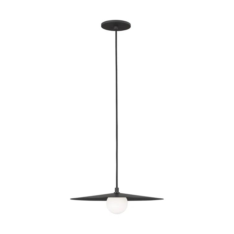 Matte Black Mid-Century Modern 22" LED Globe Pendant with Frosted Glass