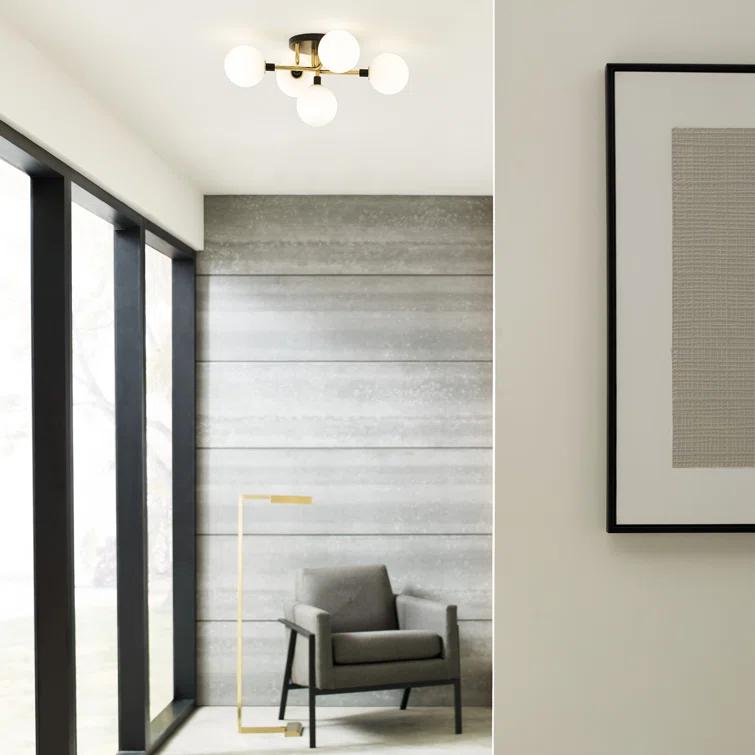 Modern Polished Nickel Globe Pendant with Smoke Glass Shade