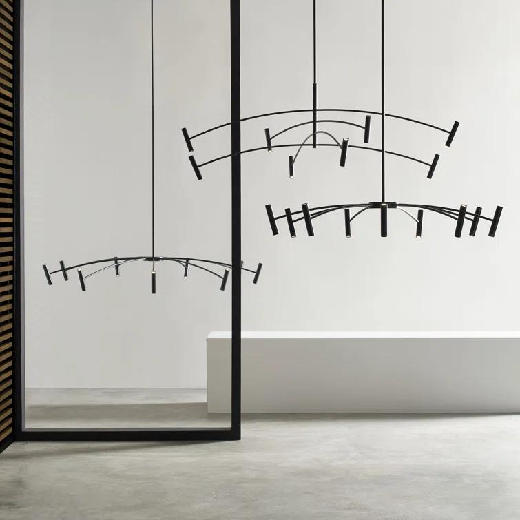 Aerial Matte Black Sputnik LED Chandelier 60.1" with Dimmable Integrated LED