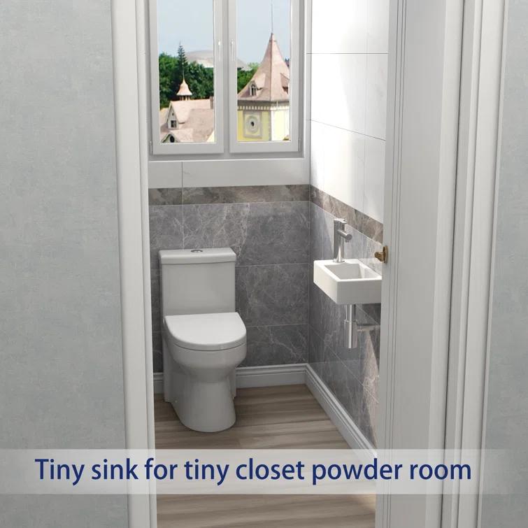 Liberty 14.57'' x 7'' Vitreous China Rectangular Wall Mount Bathroom Sink with Left Faucet Hole for Small Space