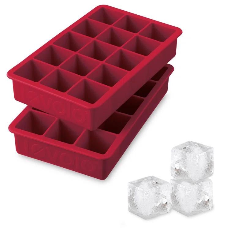 Tovolo Perfect Cube Silicone Ice Mold Freezer Tray Of 1.25" Cubes For Whiskey, Bourbon, Spirits & Liquor, BPA-Free Silicone, Fade Resistant (Set of 2)