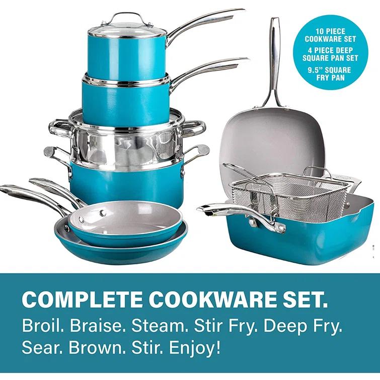 Gotham Steel 20 Piece Nonstick Cookware and Bakeware Set, Stay Cool Handles, Oven & Dishwasher Safe