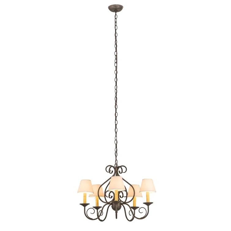 Jenna 25'' Beige and Bronze 5-Light Chandelier