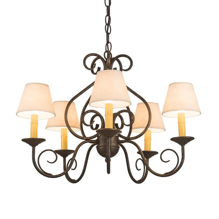 Jenna 25'' Beige and Bronze 5-Light Chandelier