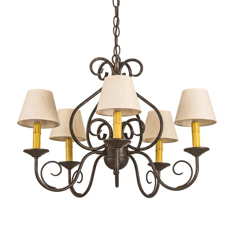 Jenna 25'' Beige and Bronze 5-Light Chandelier