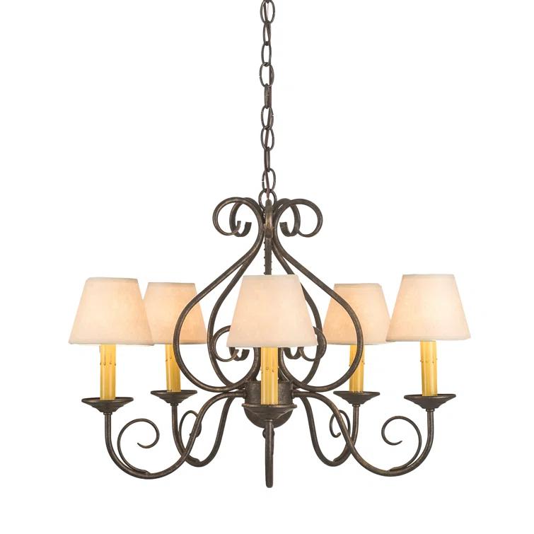 Jenna 25'' Beige and Bronze 5-Light Chandelier