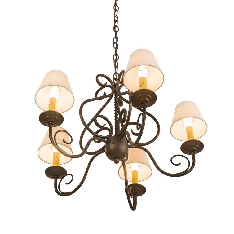 Jenna 25'' Beige and Bronze 5-Light Chandelier