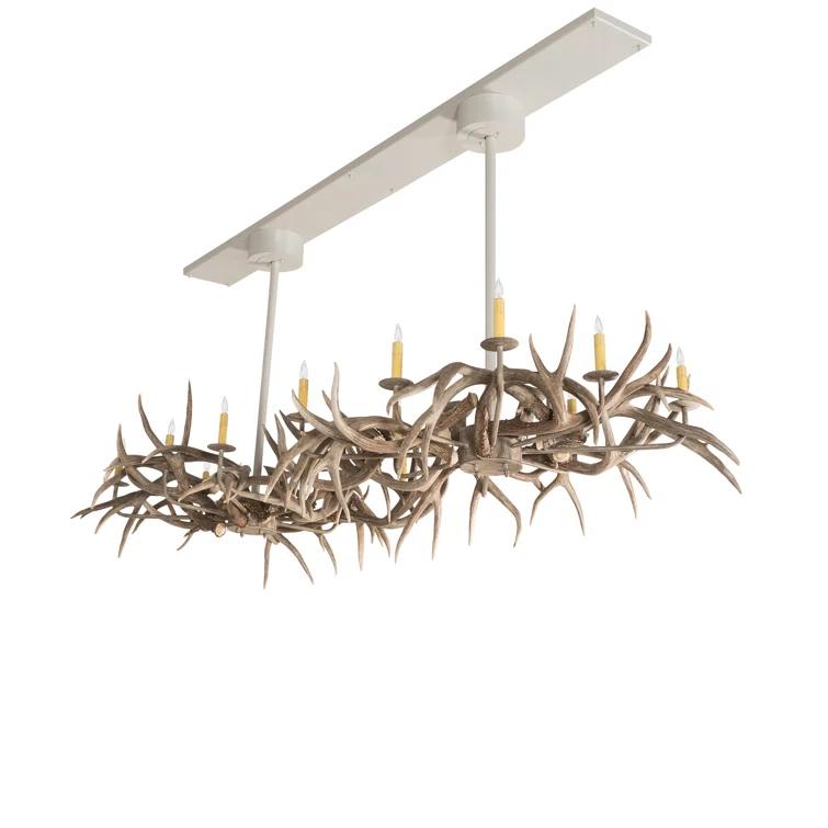 Rustic Charm Beige Antler 20-Light Adjustable Chandelier