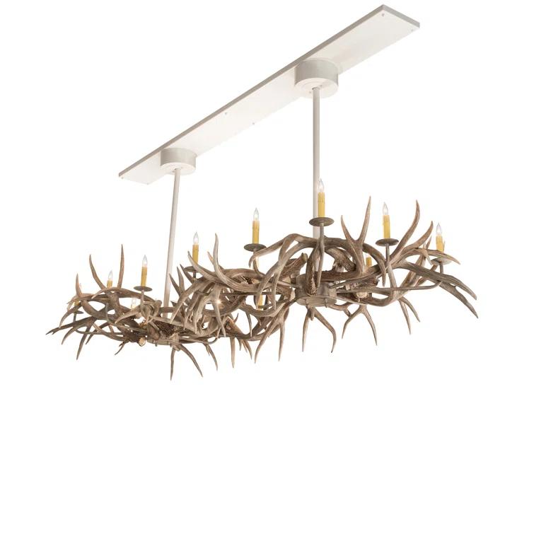 Rustic Charm Beige Antler 20-Light Adjustable Chandelier